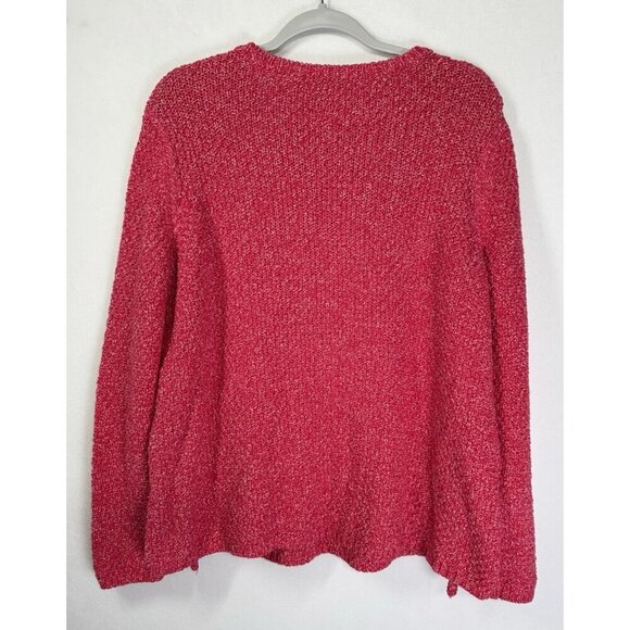 Talbots Textured Sweater Size 2XP Petite Pink Zipper Hem Chunky Knit Pullover - Picture 2 of 8